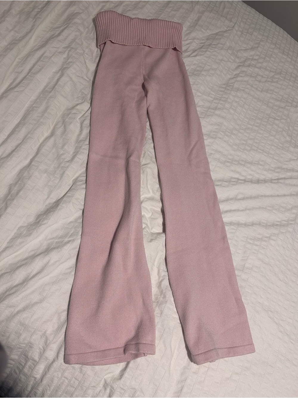Harlow Light Pink Ribbed Knit Waistband Pants